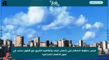 فرص سقوط الأمطار على شمال البلاد والقاهرة الكبرى مع ظهور سحب في صور الأقمار الصناعية